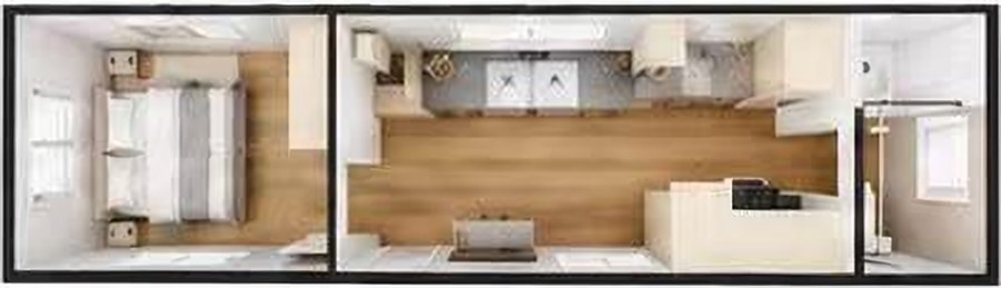 One-Bedroom floor plan, top-down view